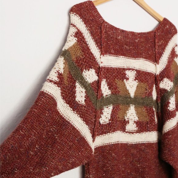 Free People Northern Lights Sweater Dress Wool Linen Blend Boho Cozy Western XS - Picture 6 of 16